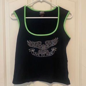 Ladies crop shirt Live to Ride Biker Design XL